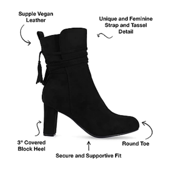 Journee Collection Womens Zuri Block Heel Boot Elegant Black Women's Ankle Boots - Picture 2 of 3